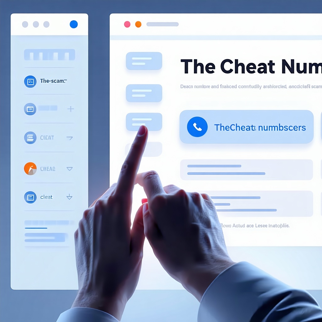 두 손이 사기 번호 조회 사이트 화면을 터치하며 정보를 확인하고 있다